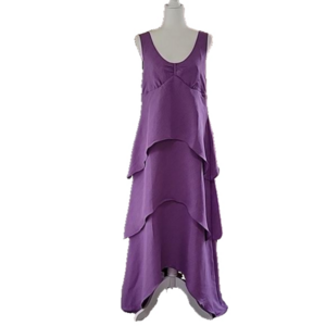 GF Geren Ford/UO Purple Scribble Asymmetrical Hem Boho Maxi Dress Medium EUC